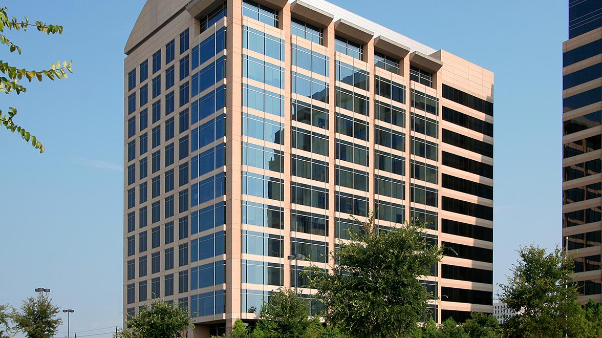 Frontal view at the office building in Galleria North Tower II in Dallas